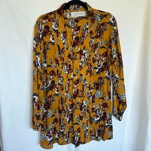 Dante - Fabulous Fall Colors Button Down Shirt Pleated  Size XL